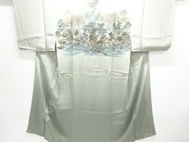 JAPANESE KIMONO / ANTIQUE MENS JUBAN / SILK / SCENERY